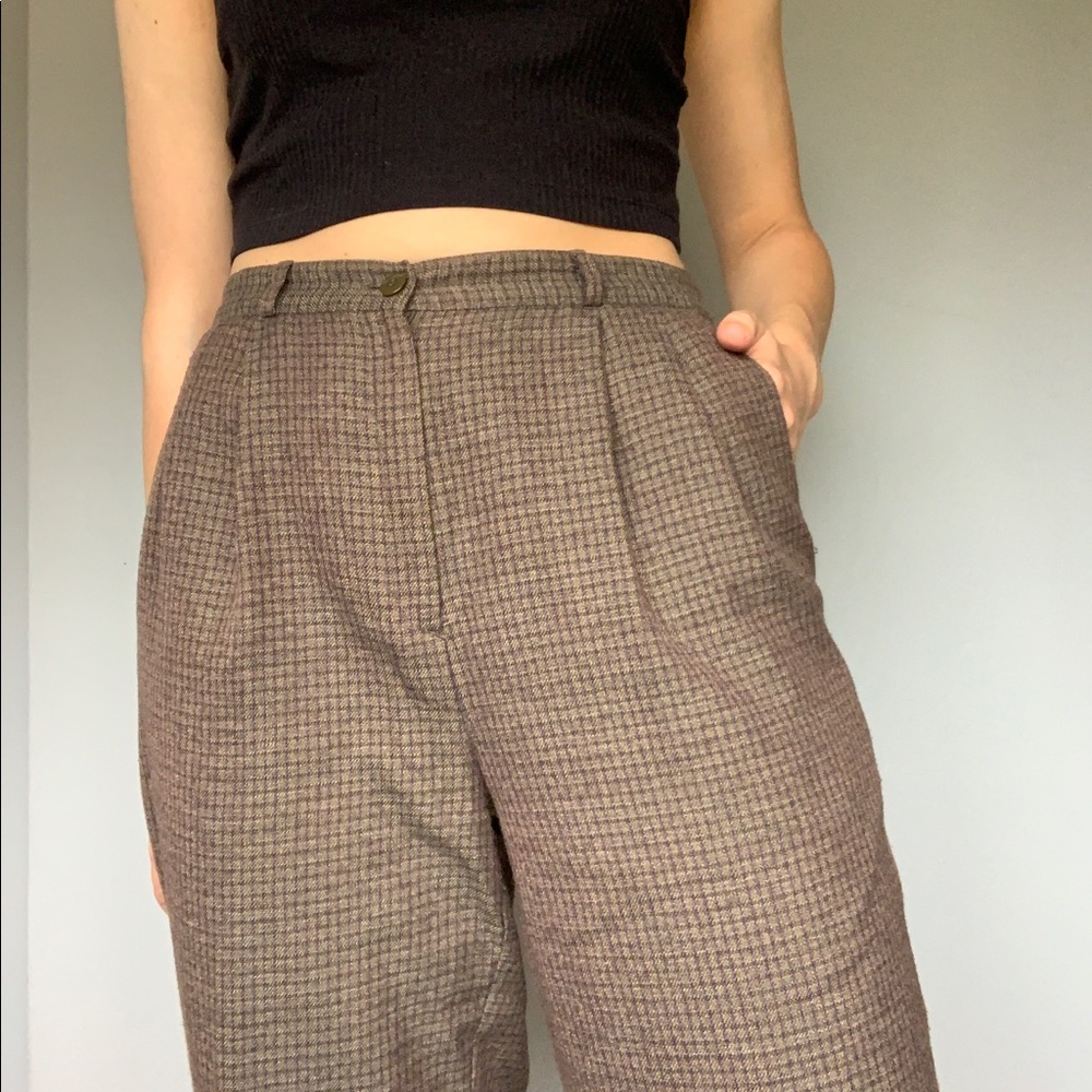 Vintage High-Waisted Plaid Pants